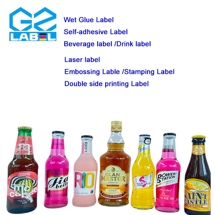 Etykieta butelki papierowej z błyszczącym wykończeniem z papieru, łatwy do nakładania i usuwania